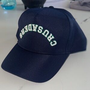 Navy Baseball Cap with White/Green Arched Embroidery
